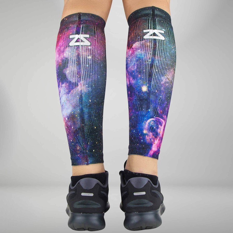 Limited Edition Zensah | Space Nebula Compression Leg Sleeves Black-Purple