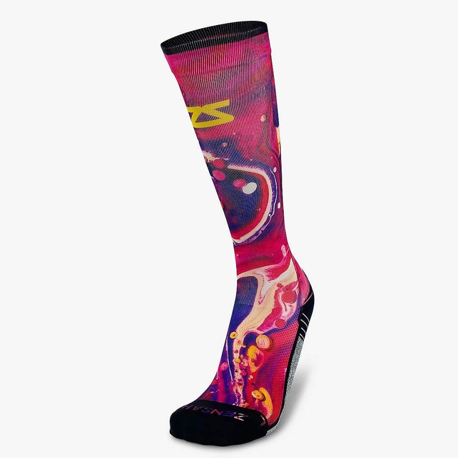 Limited Edition Zensah | Liquid Art Compression Socks (Knee-High) Pink/Purple