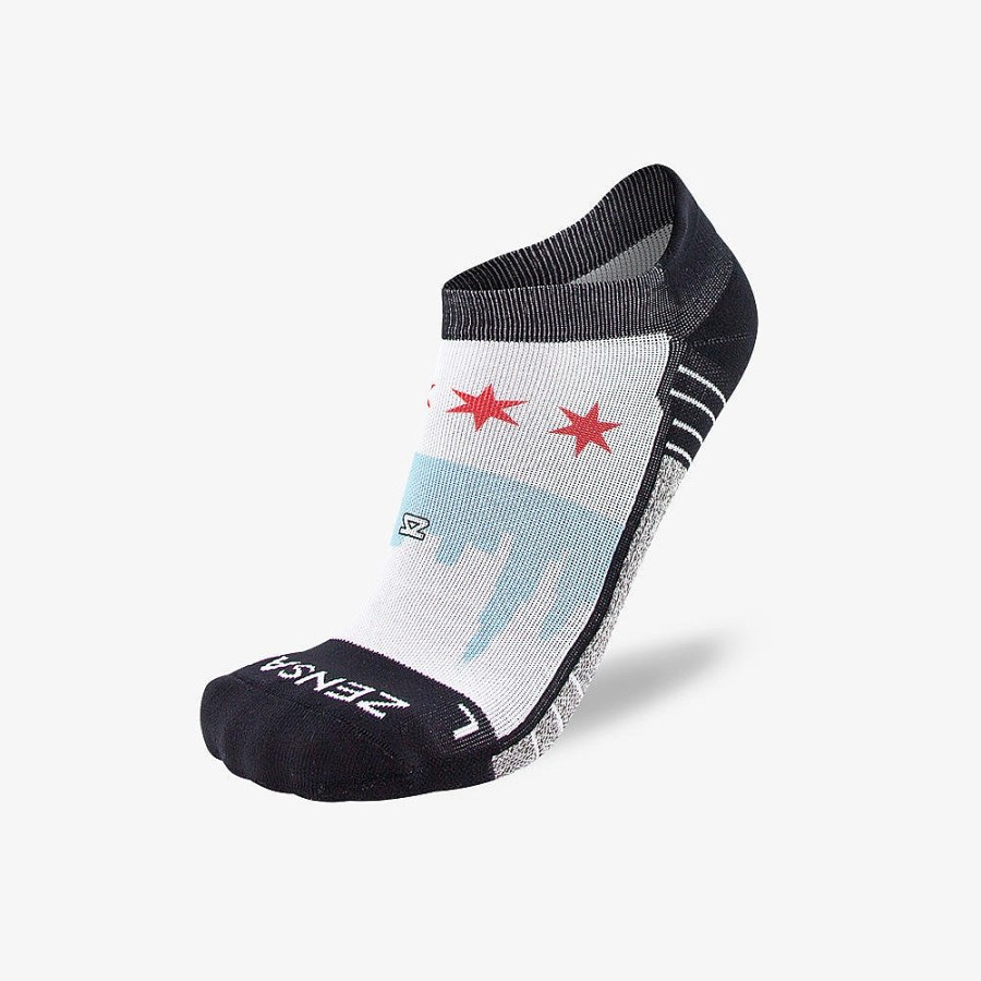 Limited Edition Zensah | Chicago Flag Skyline Socks (No Show) White