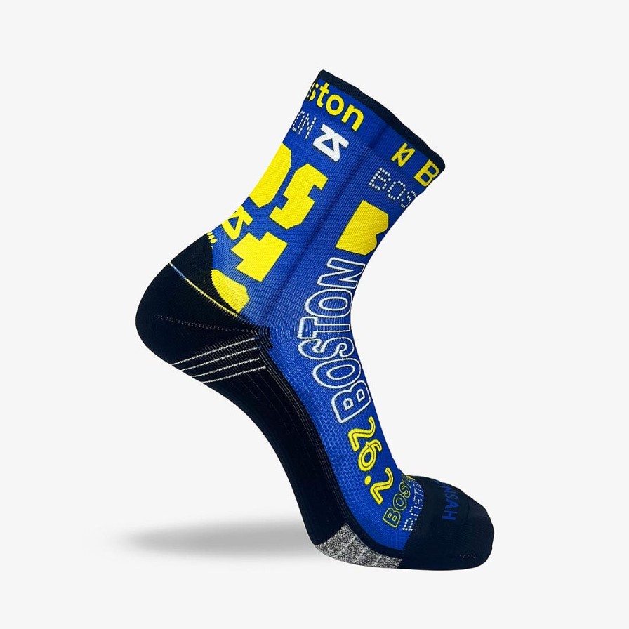 Men Zensah | Boston Blue And Yellow Socks (Mini-Crew) White/Blue/Yellow