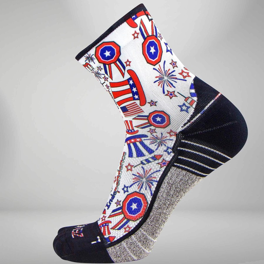 Men Zensah | Independence Doodle Socks (Mini Crew) White