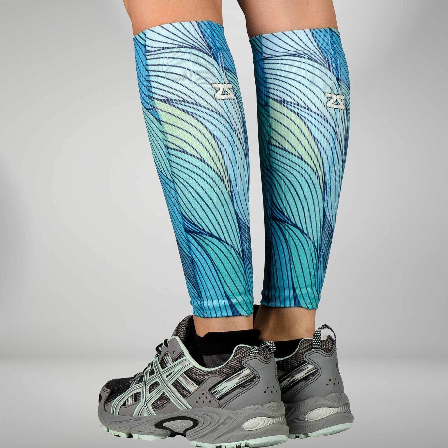 Limited Edition Zensah | Abstract Waves Compression Leg Sleeves Blues