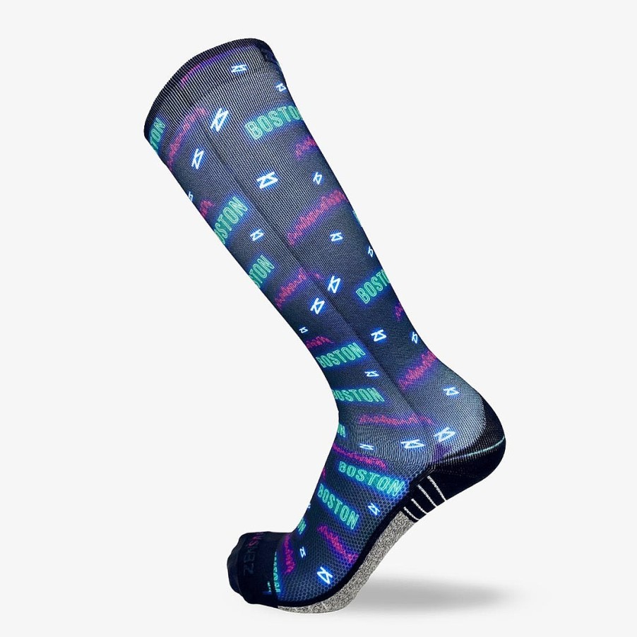 Limited Edition Zensah | Neon Boston Compression Socks (Knee-High) Navy