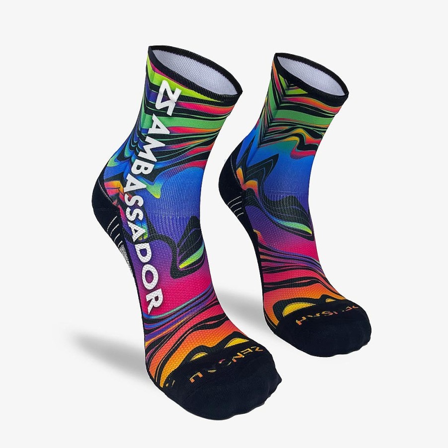 Limited Edition Zensah | 2024 Rainbow Swirls Ambassador Socks (Mini-Crew) Multi