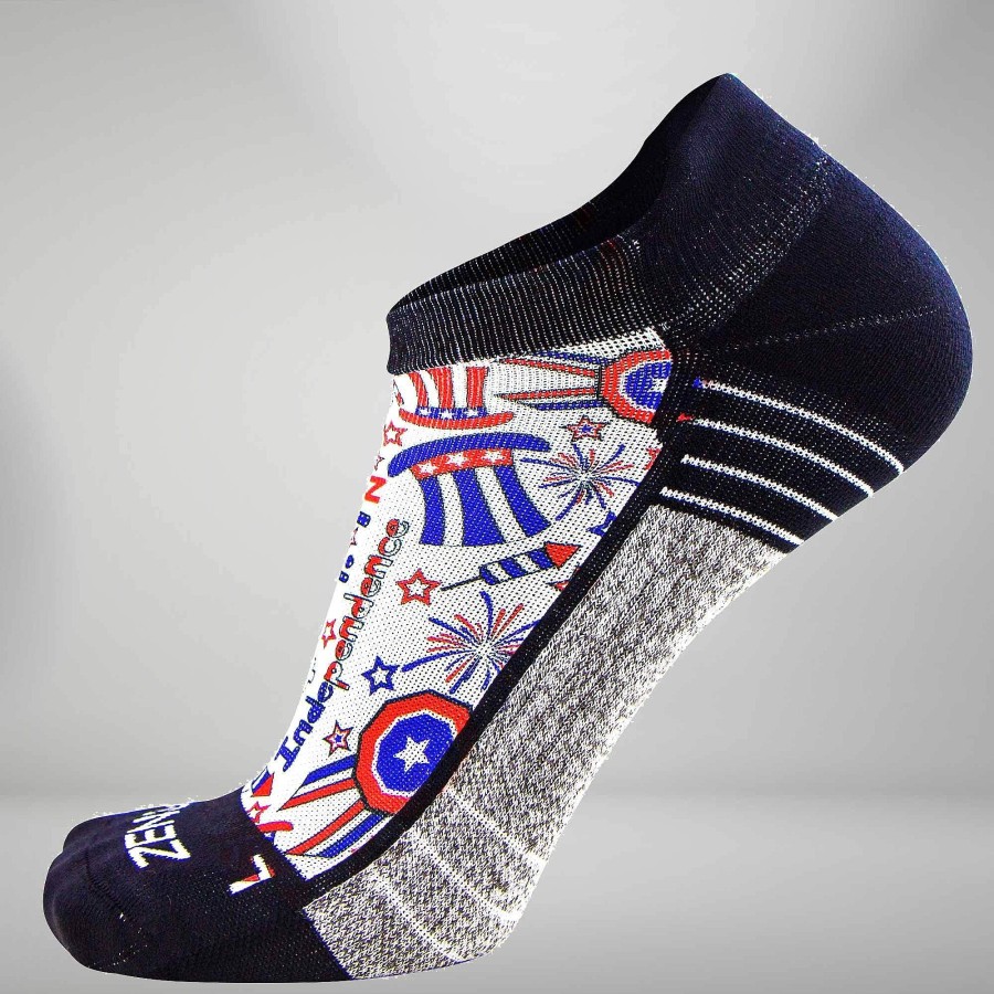 Limited Edition Zensah | Independence Doodle Socks (No Show) White