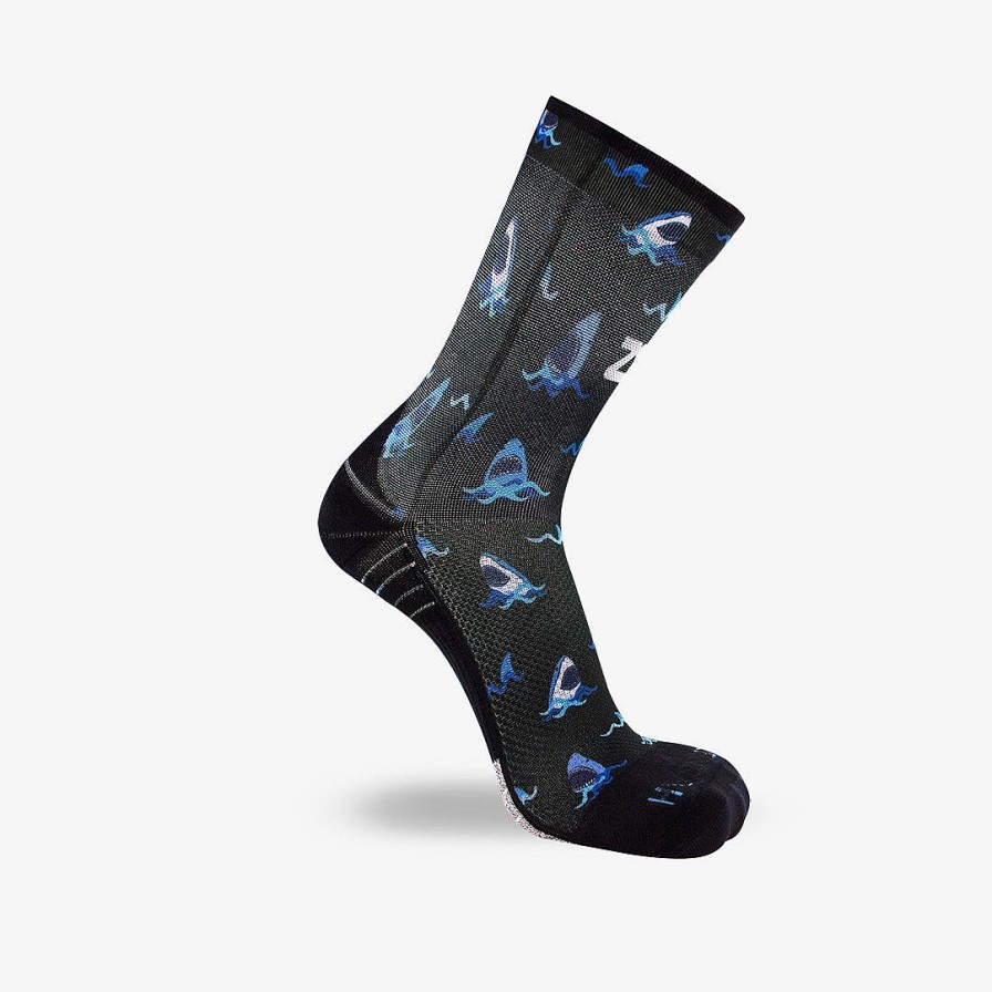 Men Zensah | Shark Socks (Mini-Crew) Black