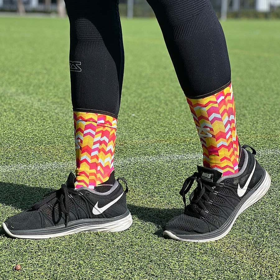 Limited Edition Zensah | Chevrons Socks (Mini-Crew) Hot Pink/Neon Orange