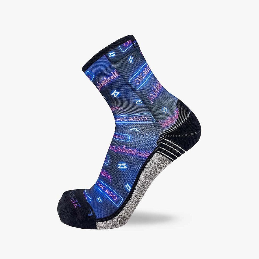 Limited Edition Zensah | Neon Chicago Socks (Mini-Crew) Navy