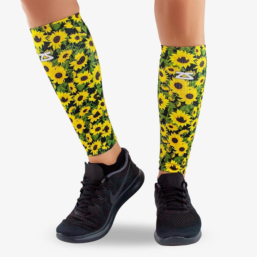 Men Zensah | Sunflowers Compression Leg Sleeves Black