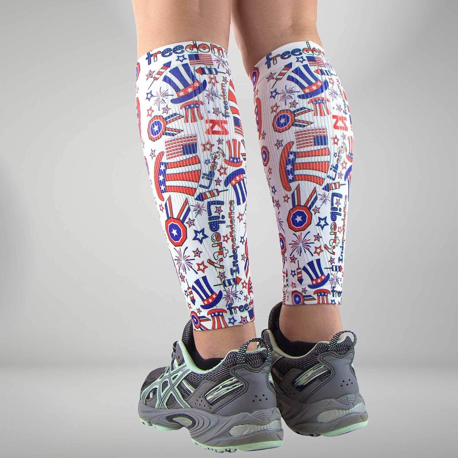 Limited Edition Zensah | Independence Doodle Compression Leg Sleeves White