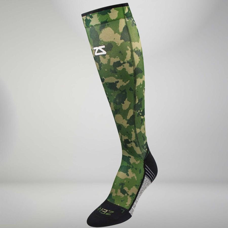 Limited Edition Zensah | Camo Compression Socks (Knee-High) Army Green