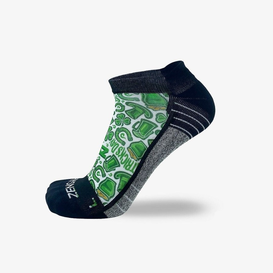 Limited Edition Zensah | Clovers And Beer Running Socks (No Show) White