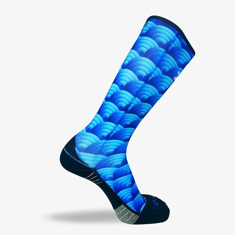 Men Zensah | Abstract Wavebows Compression Socks (Knee-High) Blues