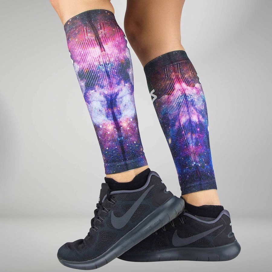 Limited Edition Zensah | Space Nebula Compression Leg Sleeves Black-Purple