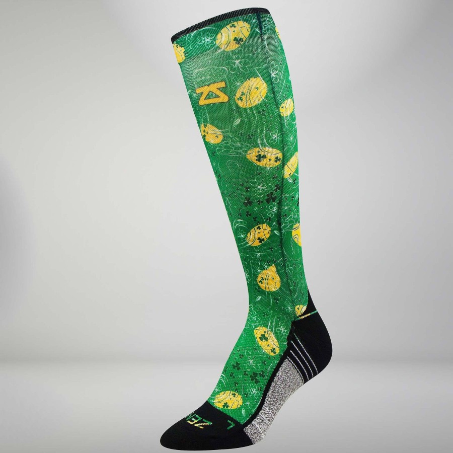 Men Zensah | St Patrick'S Doodle Compression Socks (Knee-High) Green