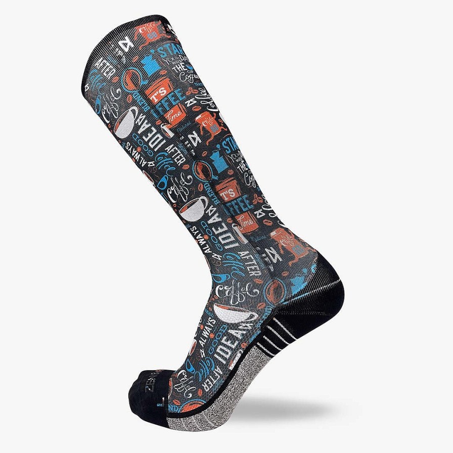 Men Zensah | Coffee Doodle Compression Socks (Knee-High) Charcoal