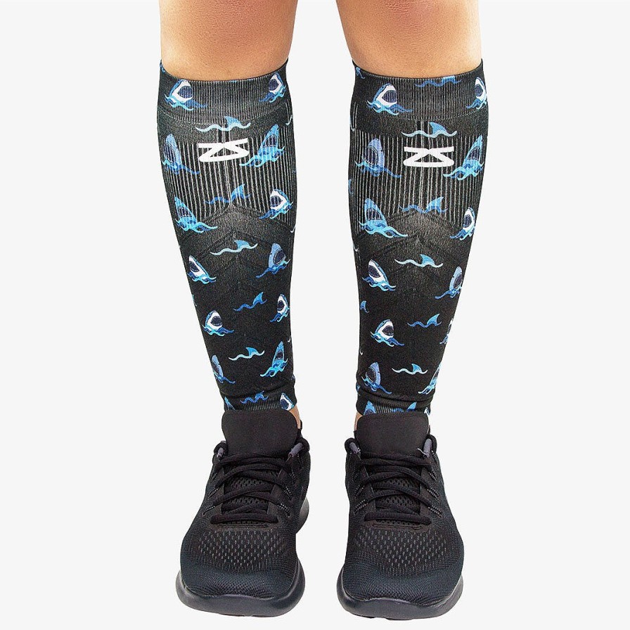 Limited Edition Zensah | Sharks Compression Leg Sleeves Black