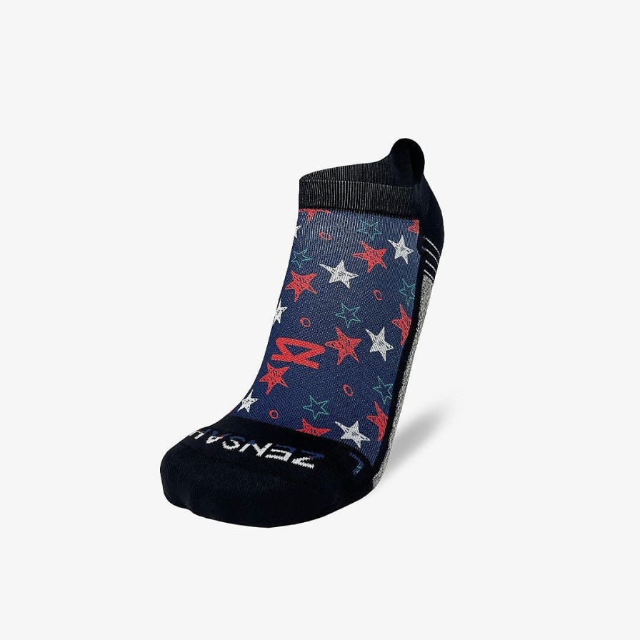 Men Zensah | Illustrated Stars Running Socks (No Show) Navy