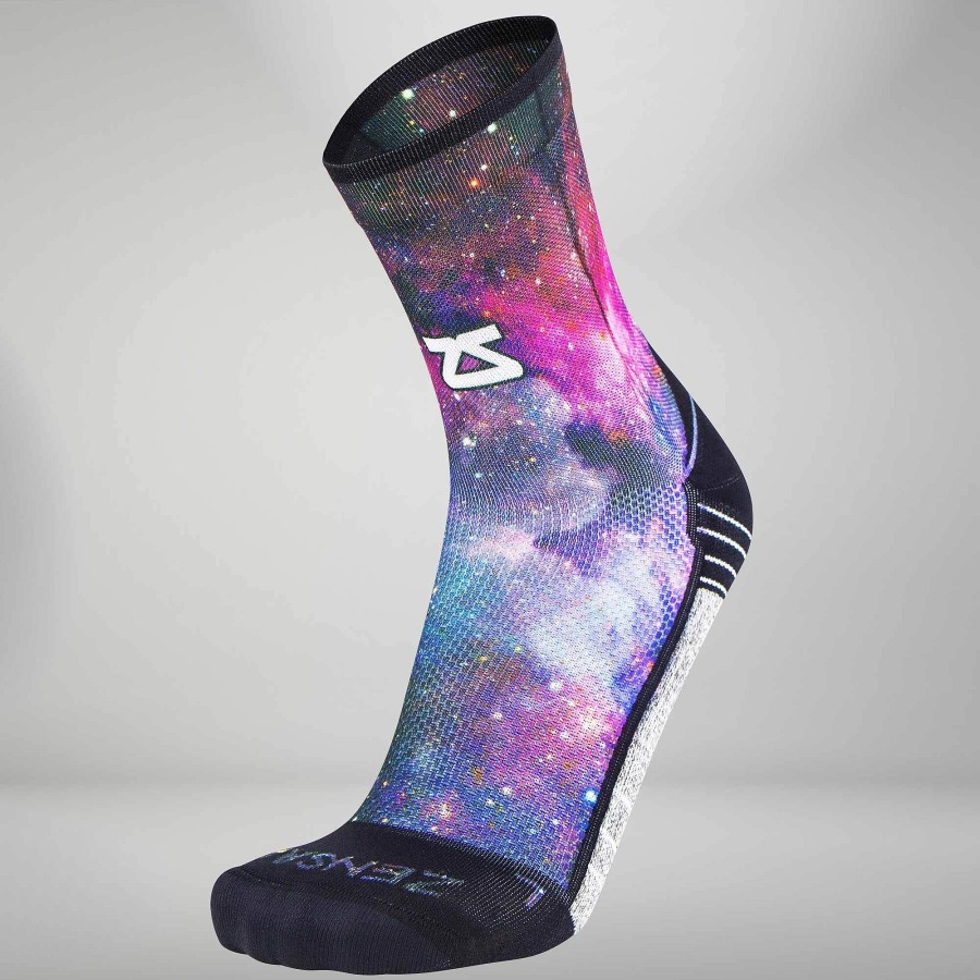 Limited Edition Zensah | Space Nebula Socks (Mini Crew) Black-Purple