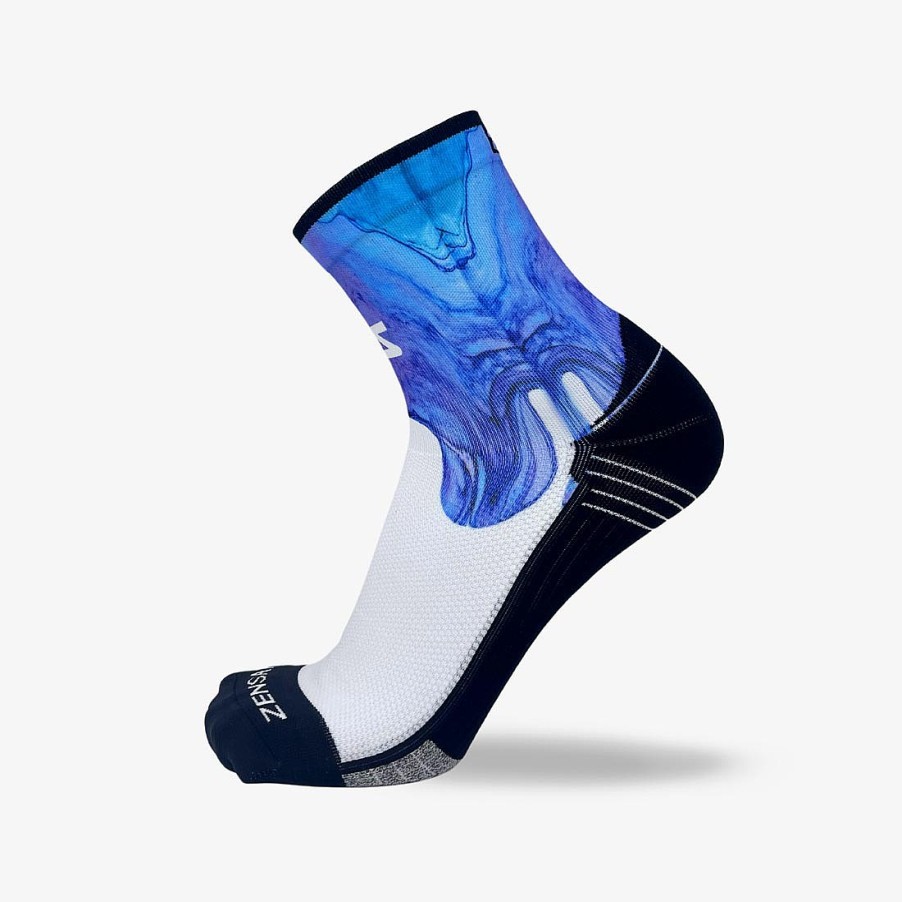 Men Zensah | Fluid Drips Socks (Mini-Crew) Blue/White