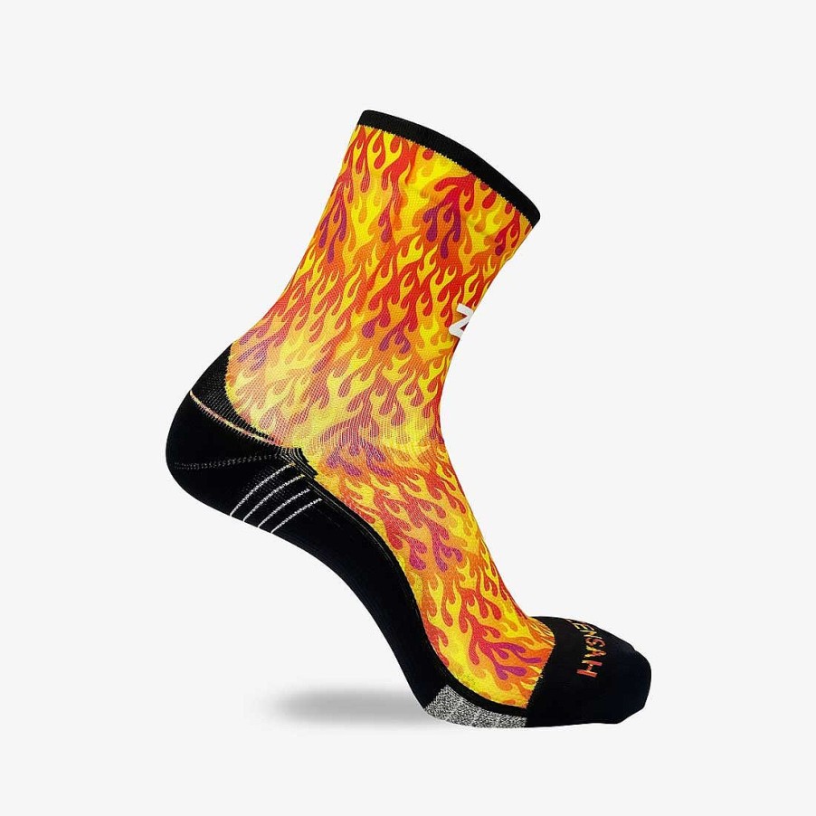 Limited Edition Zensah | Flames Socks (Mini-Crew) Yellow/Red