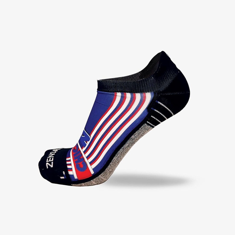 Men Zensah | Old School Chicago Running Socks (No Show) Navy