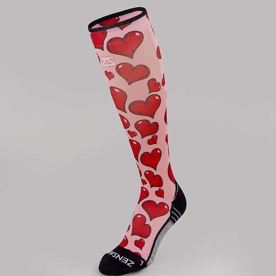 Limited Edition Zensah | Hearts Compression Socks (Knee-High) Pink