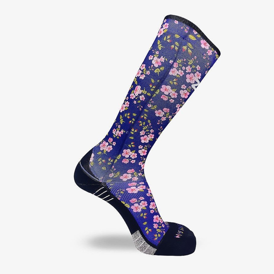 Limited Edition Zensah | Cherry Blossoms Compression Socks (Knee-High) Navy