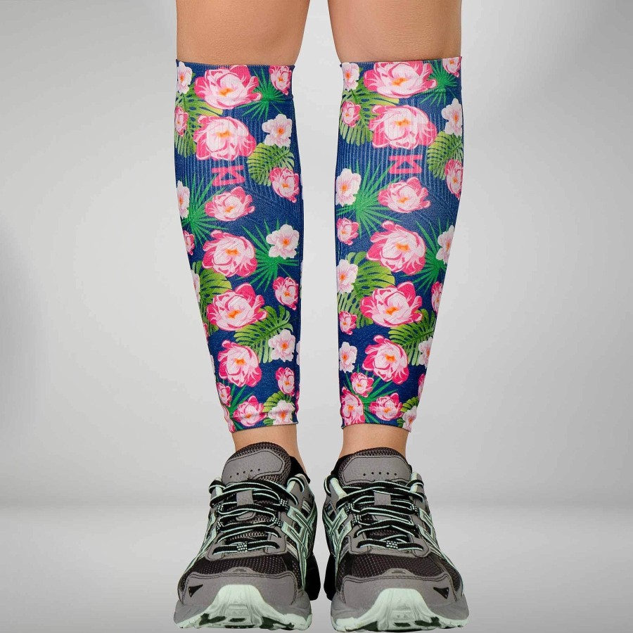 Limited Edition Zensah | Floral Compression Leg Sleeves Navy