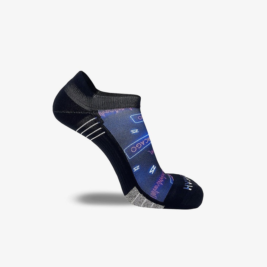 Men Zensah | Neon Chicago Running Socks (No Show) Navy