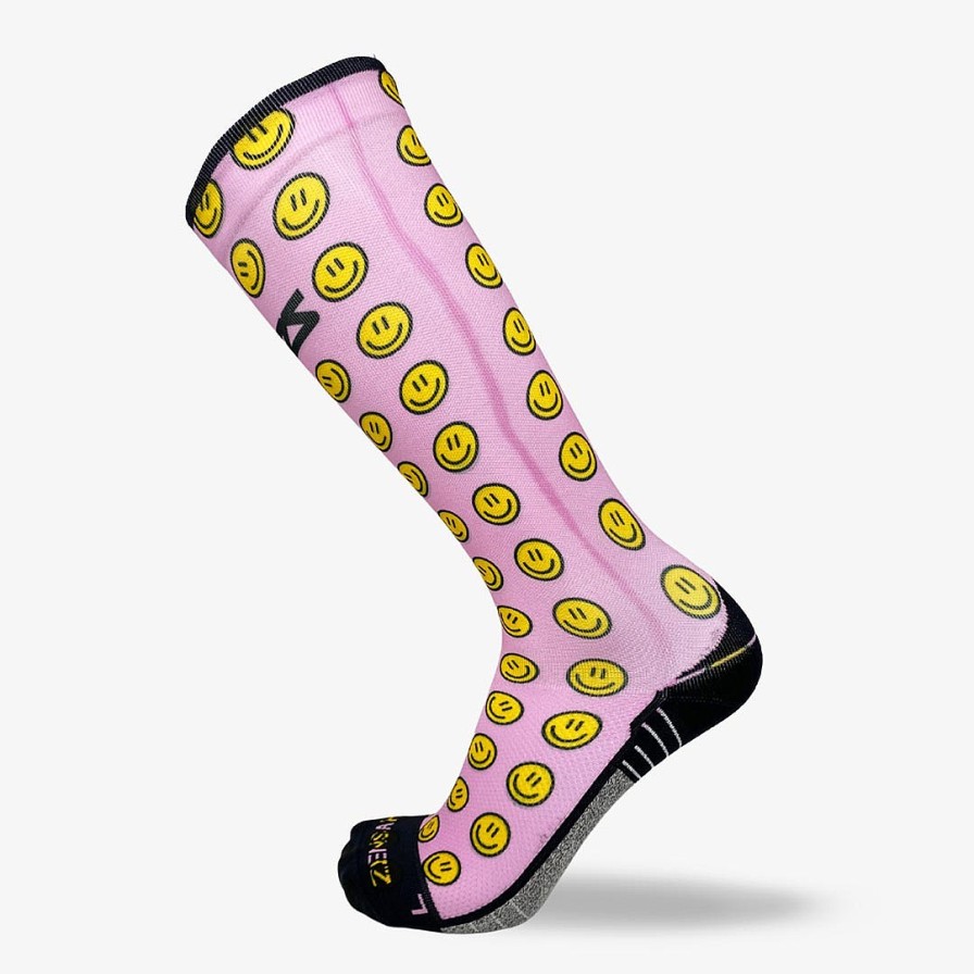 Limited Edition Zensah | Smiley Faces Compression Socks (Knee-High) Pink