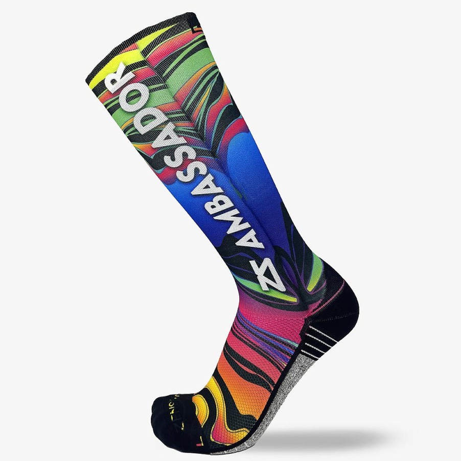 Limited Edition Zensah | 2024 Rainbow Swirls Ambassador Compression Socks (Knee-High) Multi