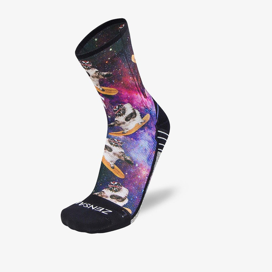 Limited Edition Zensah | Space Cats Socks (Mini-Crew) Black-Purple