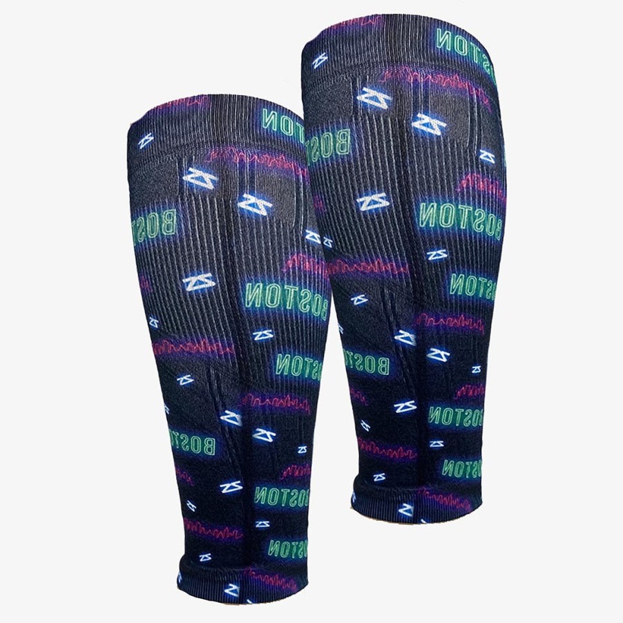 Limited Edition Zensah | Neon Boston Compression Leg Sleeves Navy