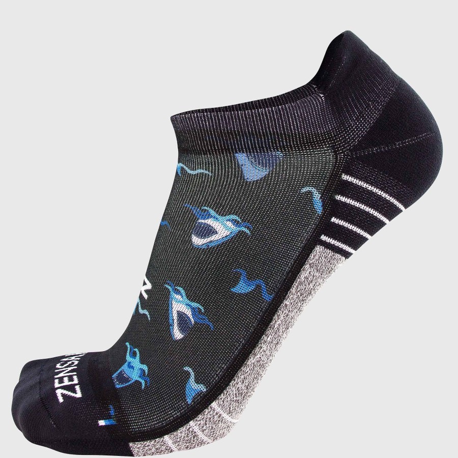 Men Zensah | Shark Running Socks (No Show) Black