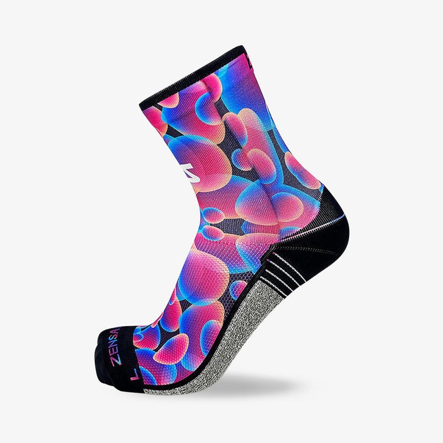 Men Zensah | Lava Lamp Running Socks (Mini-Crew) Black/Aqua/Neon Pink