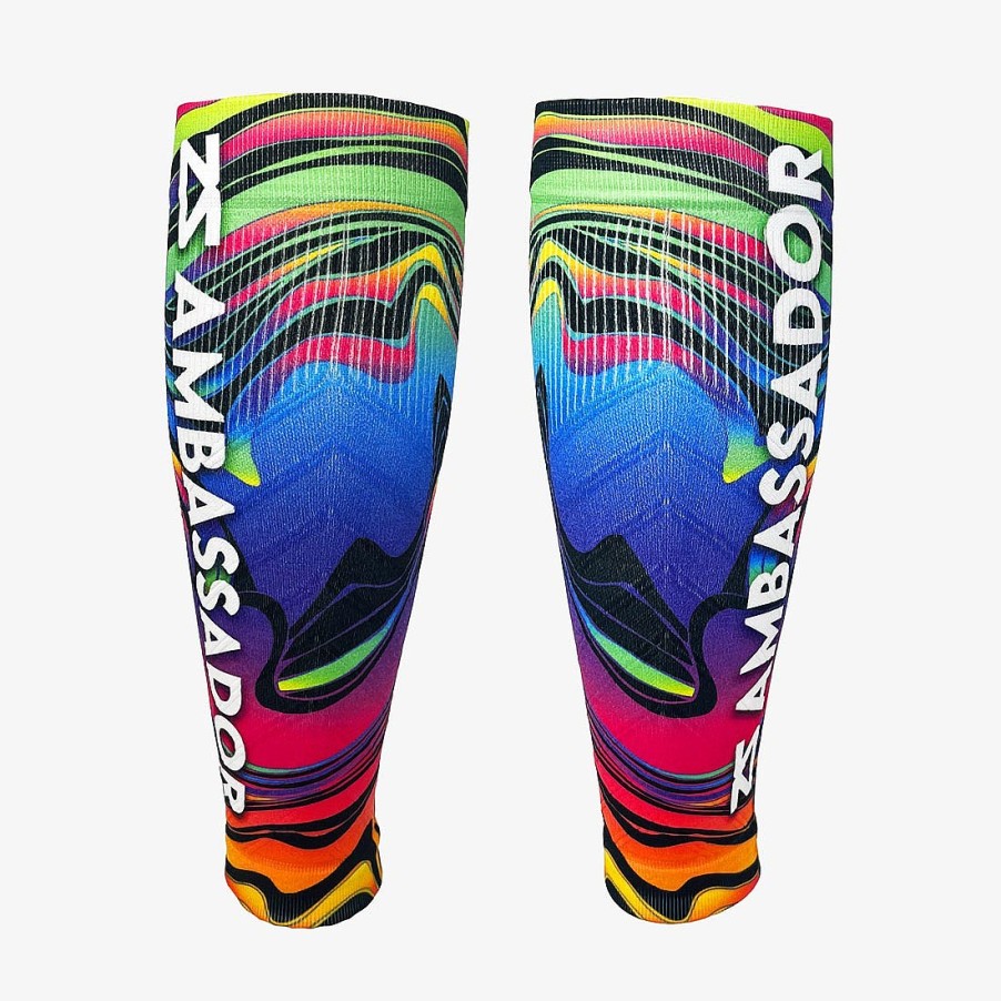 Limited Edition Zensah | 2024 Rainbow Swirls Ambassador Compression Leg Sleeves Multi