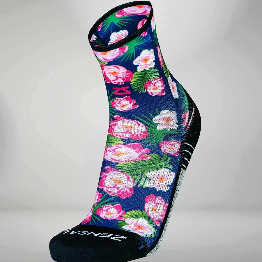 Limited Edition Zensah | Floral Socks (Mini-Crew) Navy