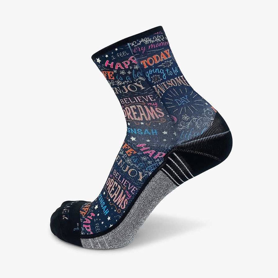 Limited Edition Zensah | Motivational Quotes Socks (Mini-Crew) Black