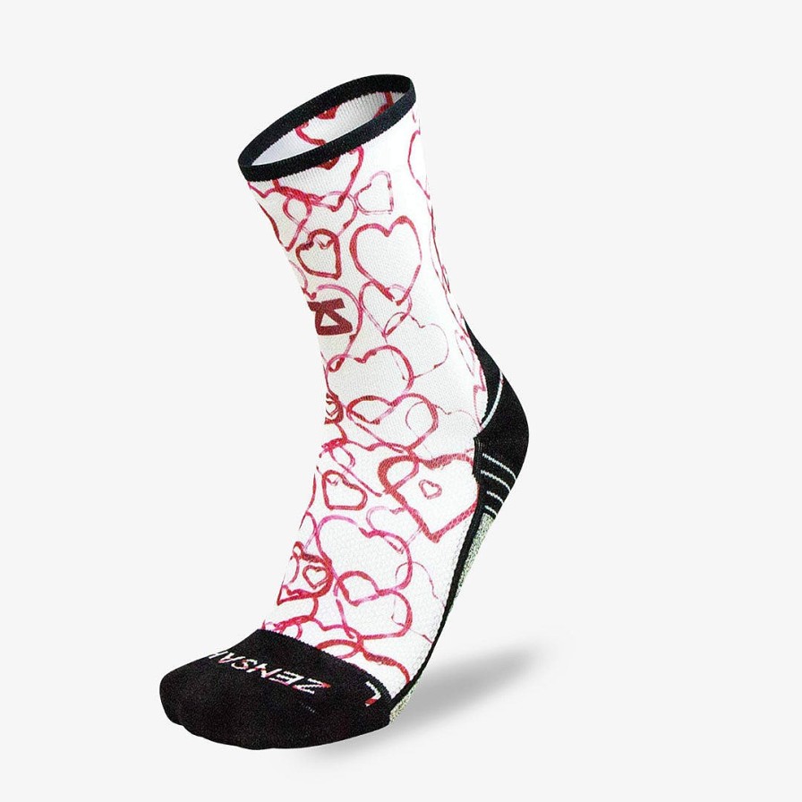 Men Zensah | Abstract Hearts Socks (Mini Crew) White