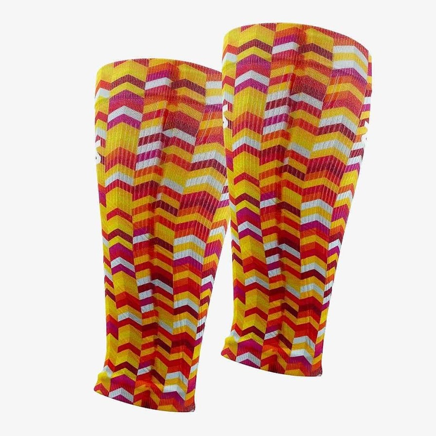 Limited Edition Zensah | Chevrons Compression Leg Sleeves Hot Pink/Neon Orange