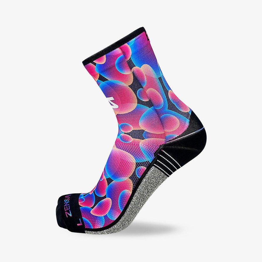 Limited Edition Zensah | Lava Lamp Running Socks (Mini-Crew) Black/Aqua/Neon Pink