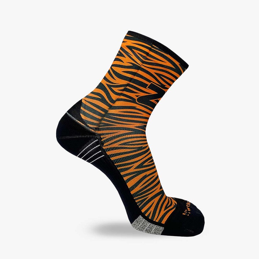 Men Zensah | Tiger Print Running Socks (Mini-Crew) Orange