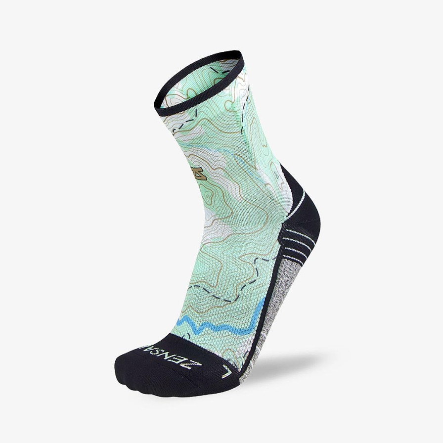 Men Zensah | Topography Socks (Mini Crew) Green