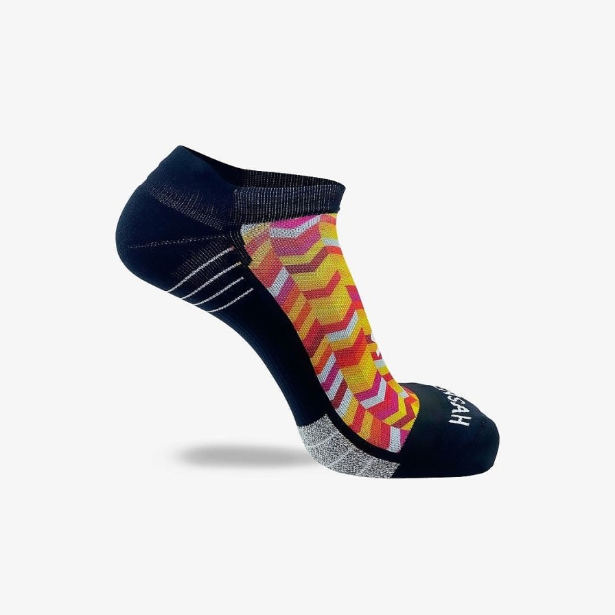 Limited Edition Zensah | Chevrons Running Socks (No Show) Hot Pink/Neon Orange