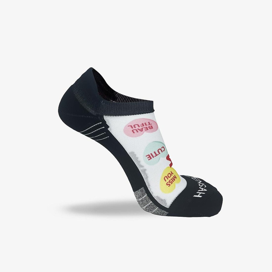 Limited Edition Zensah | Candy Hearts Running Socks (No Show) White