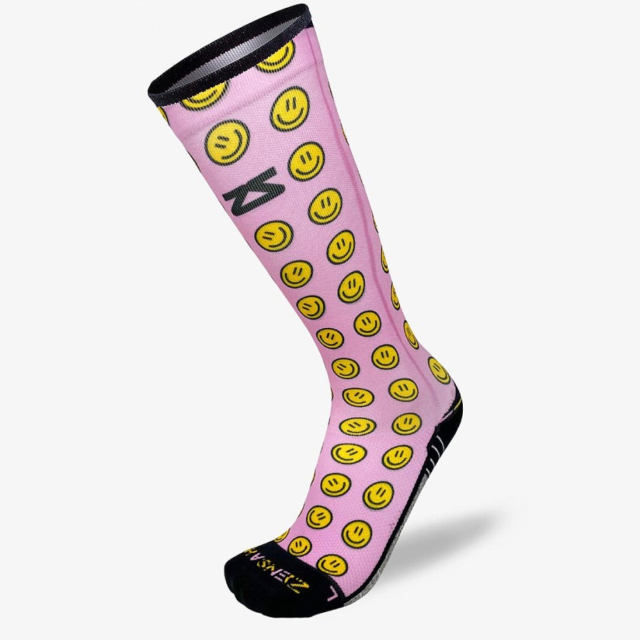 Men Zensah | Smiley Faces Compression Socks (Knee-High) Pink