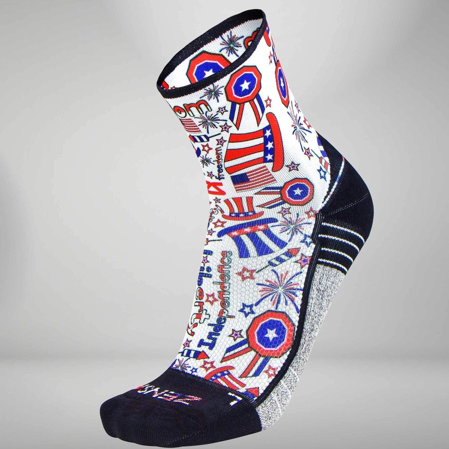 Limited Edition Zensah | Independence Doodle Socks (Mini Crew) White