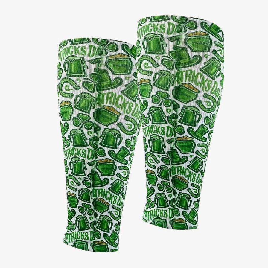 Limited Edition Zensah | Clovers And Beer Compression Leg Sleeves White