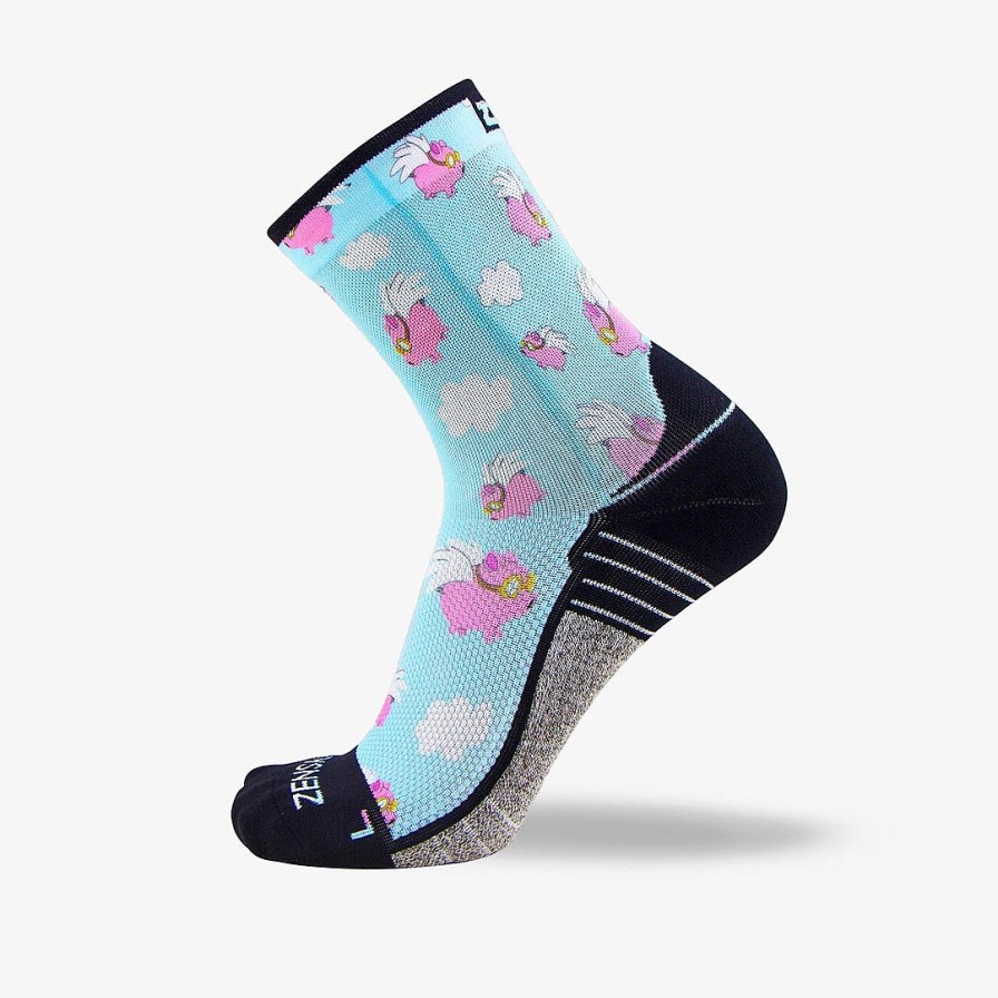 Men Zensah | Flying Pigs Socks (Mini Crew) Sky Blue